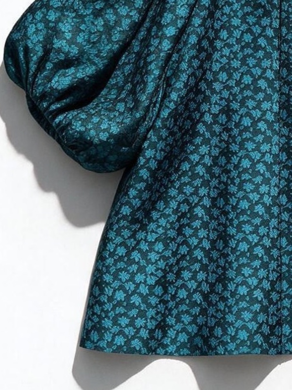THML Teal Textured Jacquard Puff Sleeve V-Neck Top Women’s Size XL - Picture 9 of 11